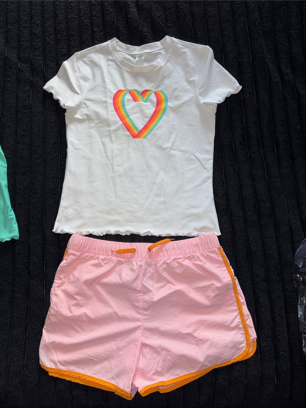 Old Navy White Heart Rainbow swim set